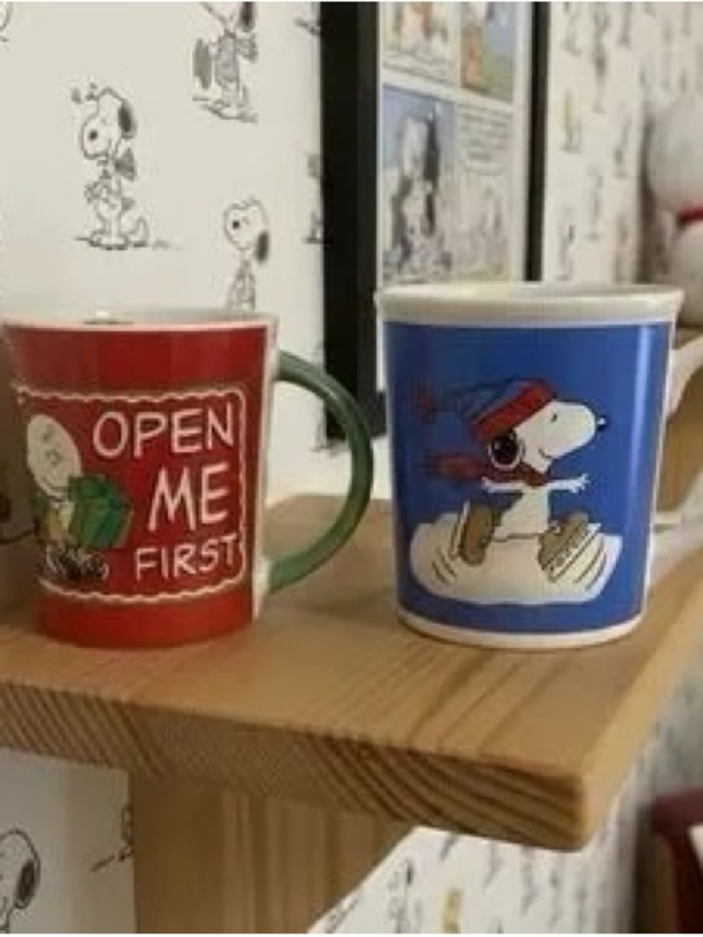 Peanuts Snoopy Holiday Ceramic Mug Set - Blue and Red